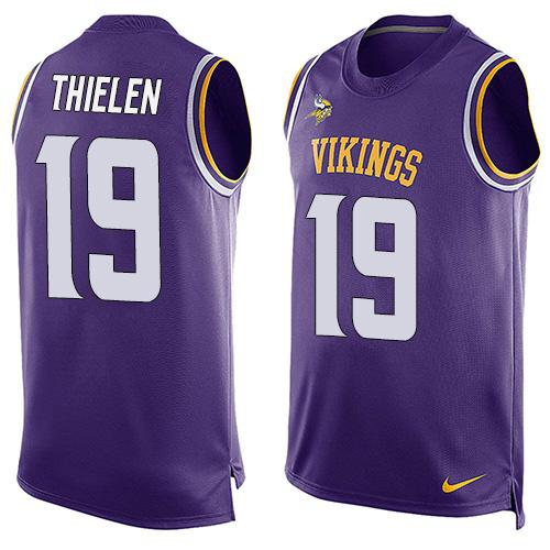 Nike Vikings #19 Adam Thielen Purple Team Color Men's Stitched NFL Limited Tank Top Jersey